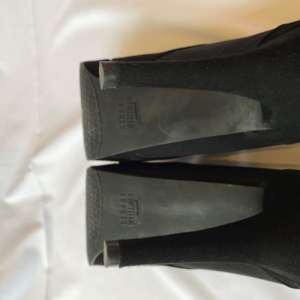 Stuart Weitzman Black Suede Upkeep Ankle Boot - Picture 7 of 8